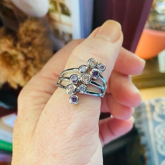 AAA Cubic Zirconia Multi Color Cocktail Ring Size 10 - Picture 1 of 8